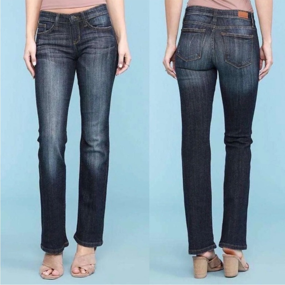 Judy Blue Mid Rise Distressed Boot Cut Dark Wash Jeans JB8235DK